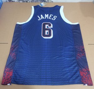 6 Lebron James 2024 USA Team jersey navy with stripe